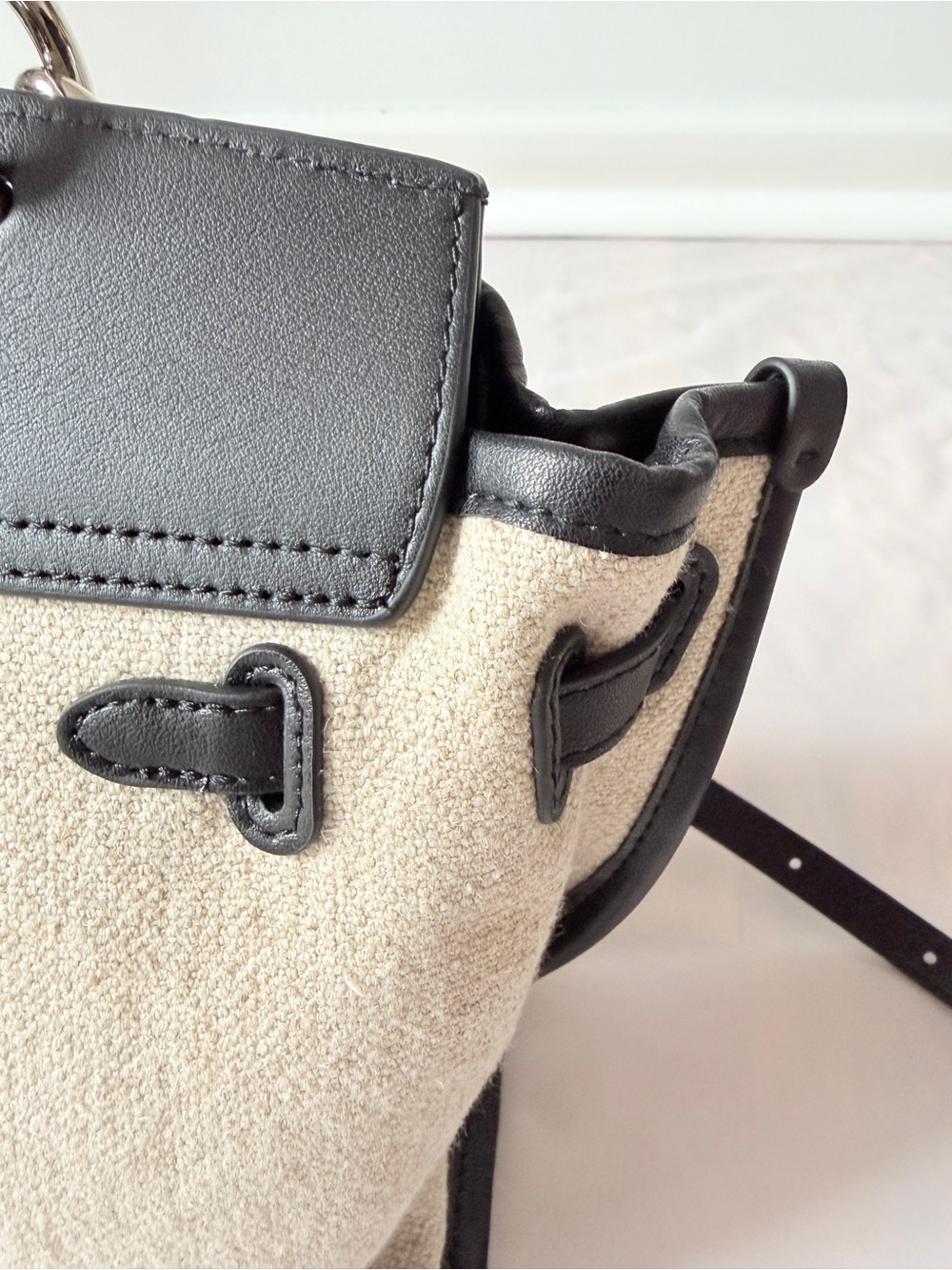 canvas leather tote backpack convertible straps cream black nWOT - Picture 10 of 17